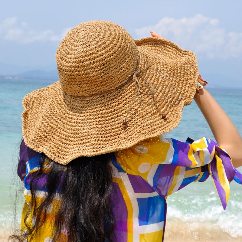 Microbe kaustisk dedikation Floppy raffia sommer hatte til kvinder sommer hat stråhat strand hat –  Grandado