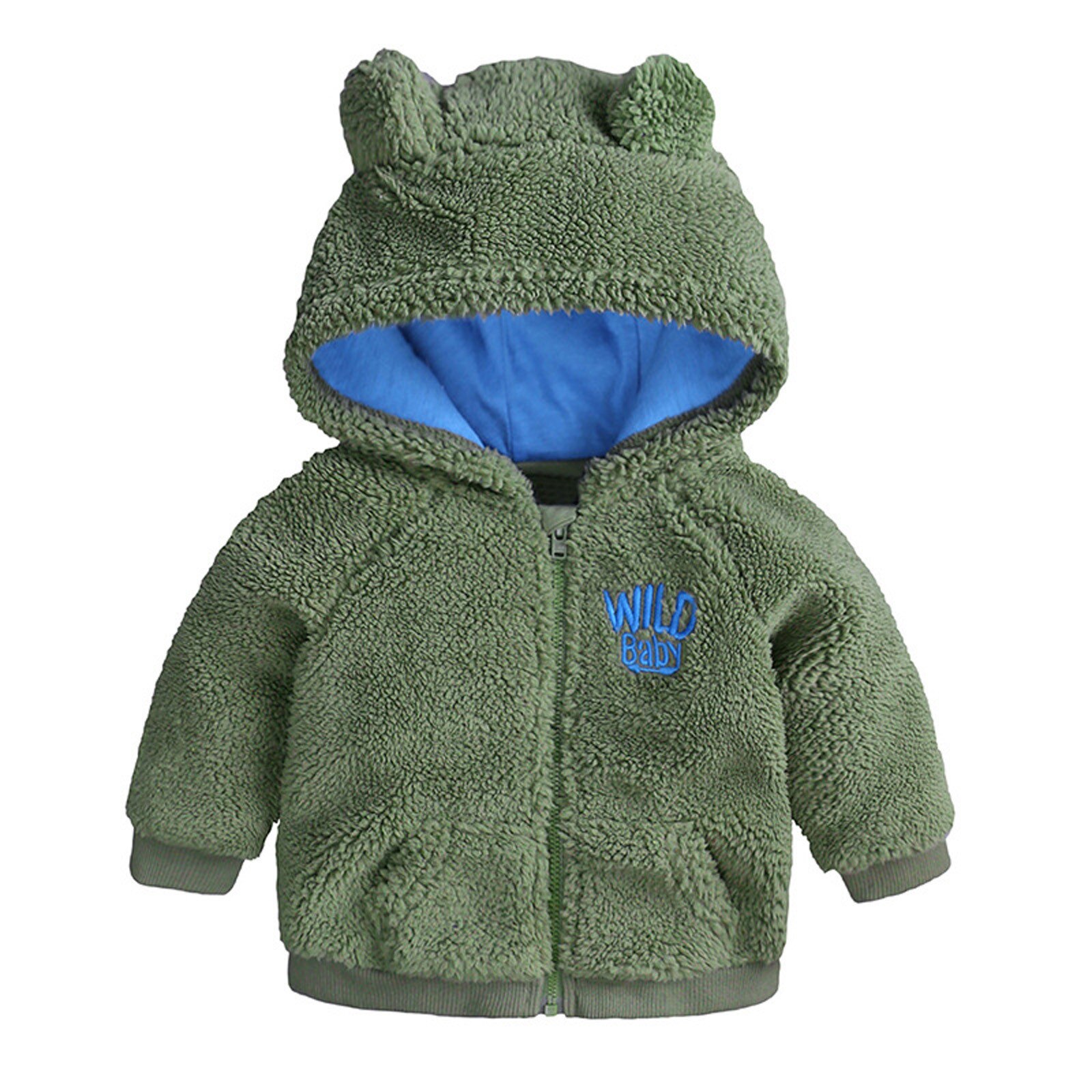 Pasgeboren 0-18M Jas Baby Meisjes Jongens Mode Winter Warm Uitloper Hooded Cartoon Oren Rits Jas Fleece tops Kinderen: GN / 12-18 Months