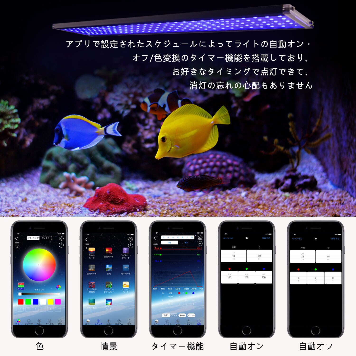 Temporizador acuario marino lámpara LED para plantas de tanque de peces de acuario Luz de iluminación Led Decoración Accesorios de Control remoto de 30-80CM