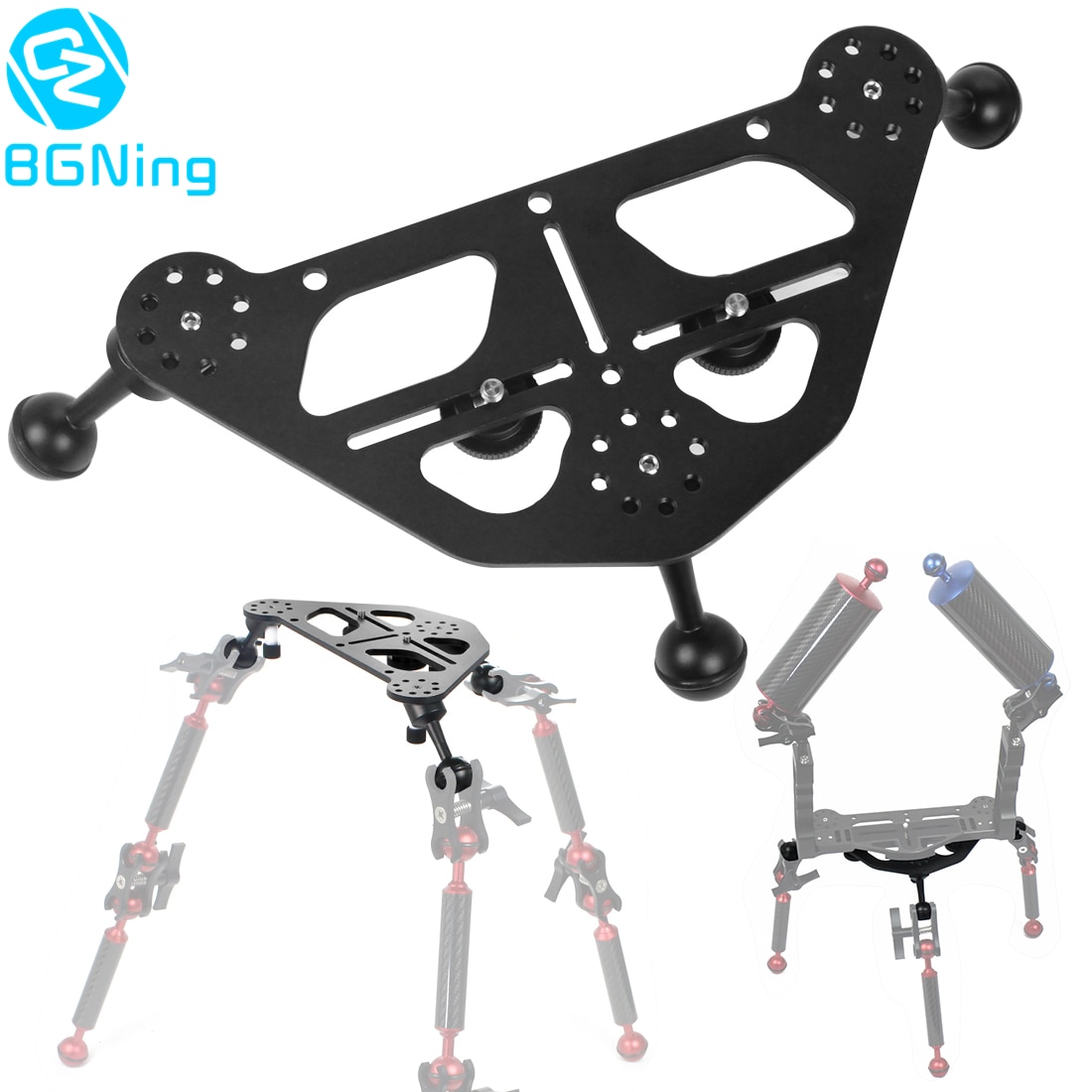 BGNing Triangular Gimbal Tray Rig Bracket Mount with 1/4inch Screw for Underwater Photography DSLR Camera Tripod Support