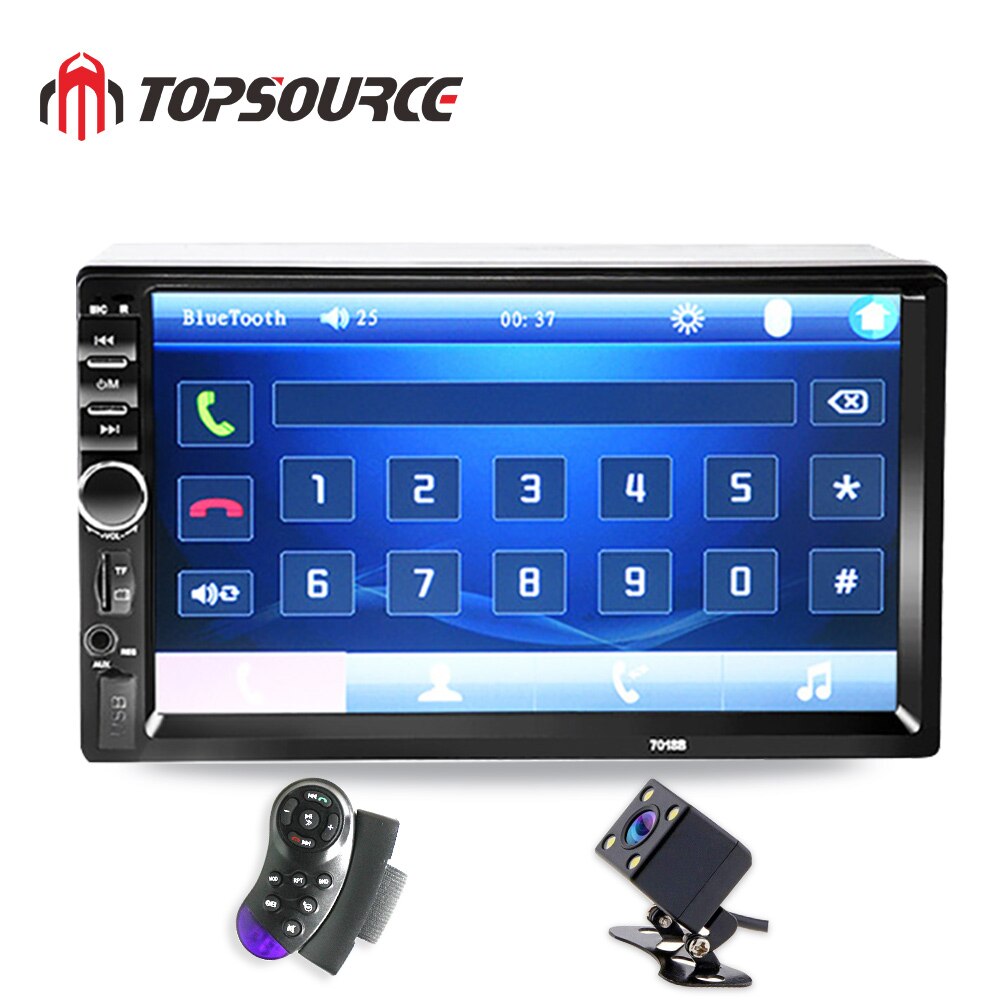 Topsource 7018b 7 tums bluetooth audio pekskärm bilradio bil audio stereo bil  mp4 mp5 spelare usb support för sd/mmc: Kontroll och 4 led