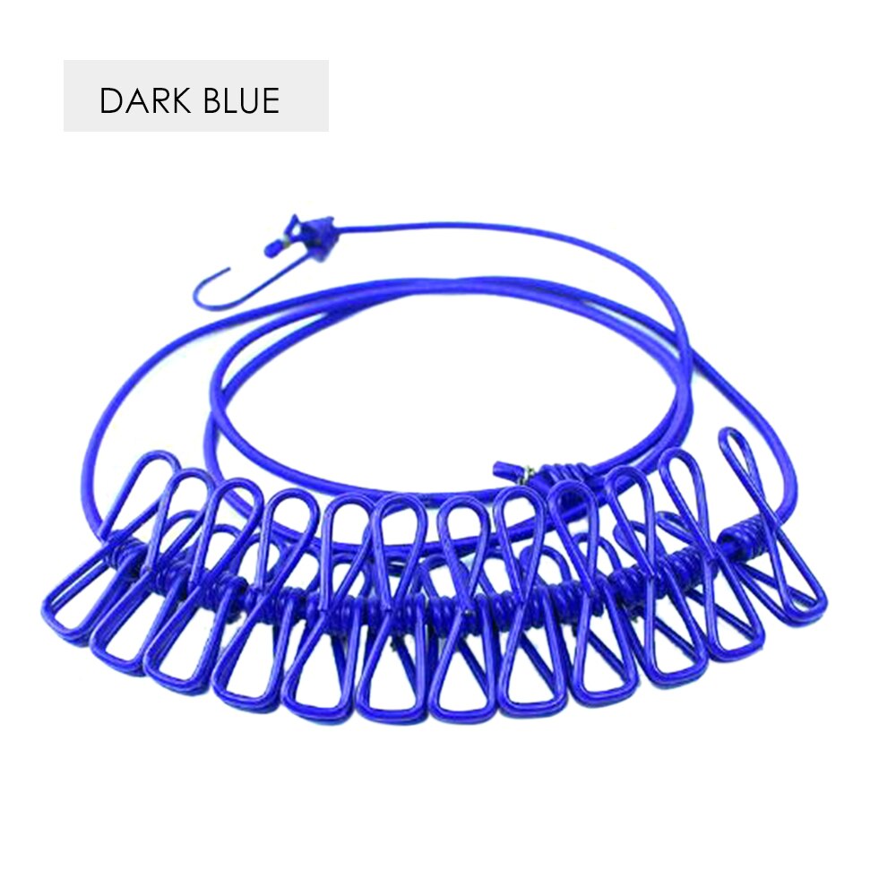 Corde à linge élastique avec 12 pièces pinces à linge Clips 2 crochets d'extrémité réglables: 6