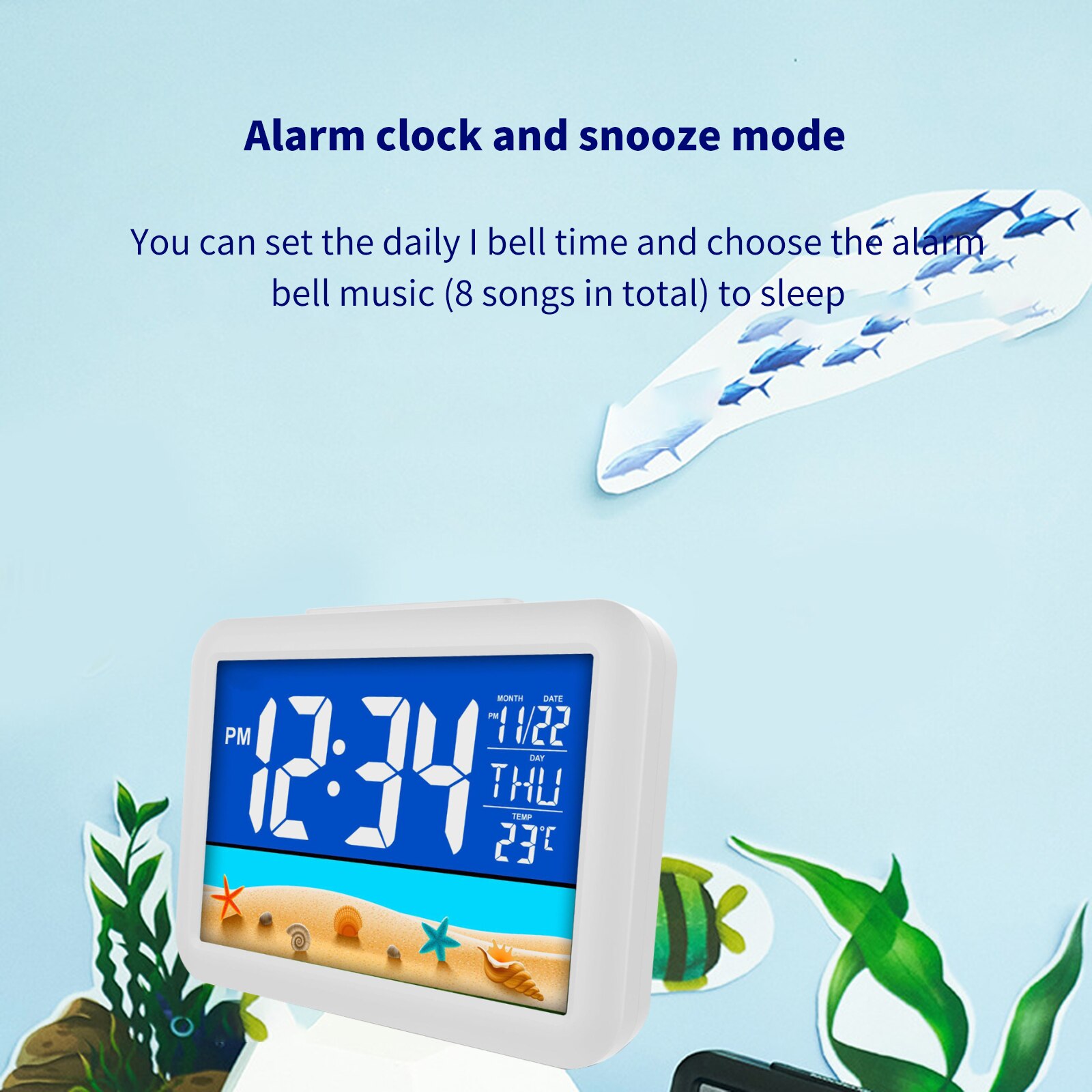 Color Screen Alarm Clock Digital Alarm Clock Black Table Clock Rectangular Alarm Clock For Home Office Hotel