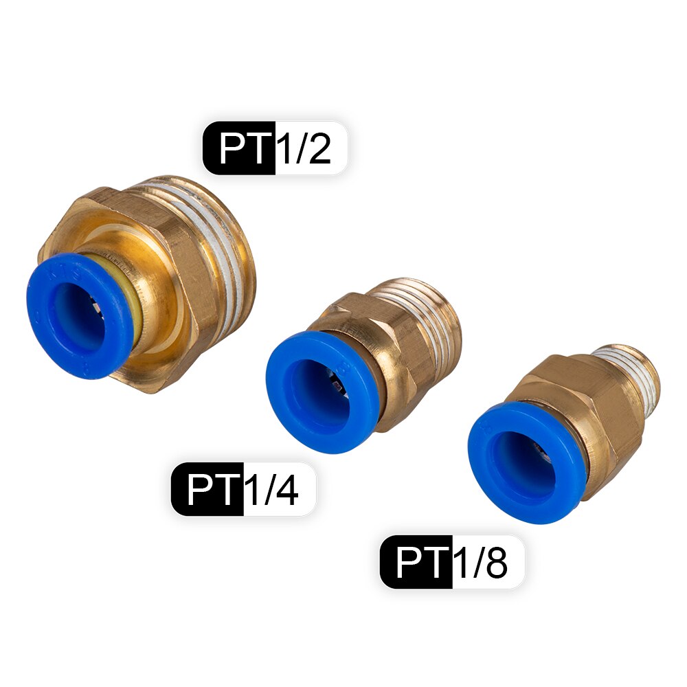 8MM Hose Tube 1/8" 1/4" 1/2" BSP Male Thread Straight Pneumatic Pipe Fitting Push in Quick Hose Connector Fit Tube