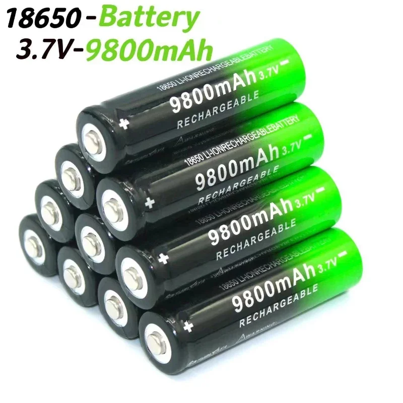 100% 18650 3.7V 9800mAh Rechargeable Battery for Flashlight Torch Headlamp Li-ion Rechargeable Battery