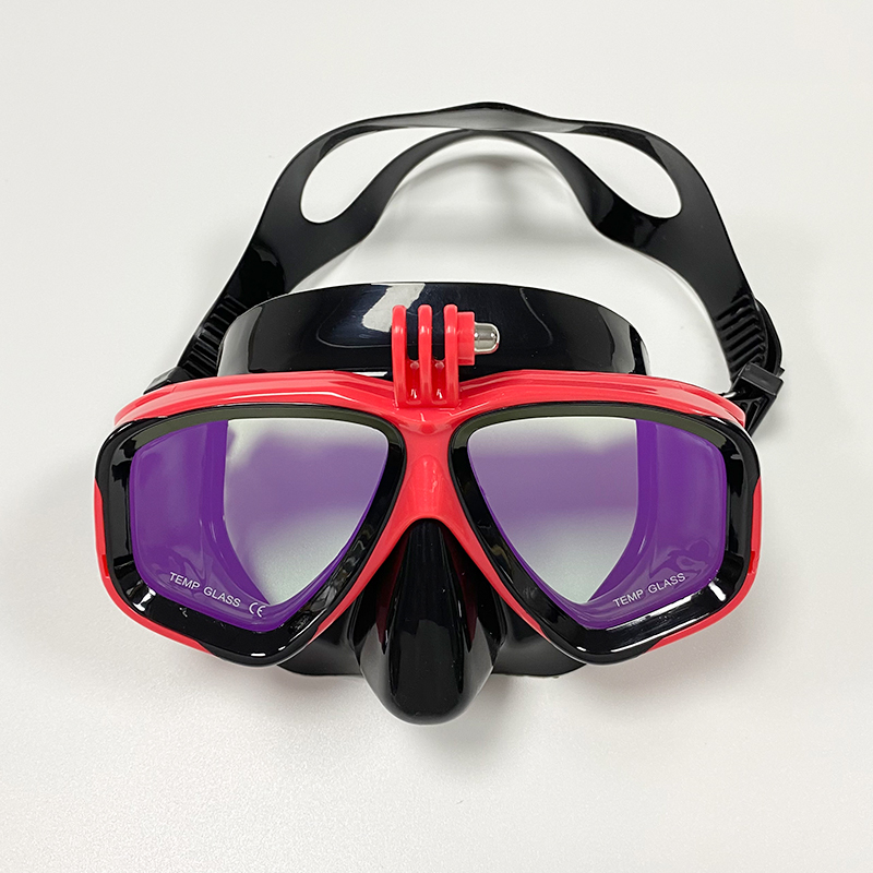 Professionelle Unterwasser-Tauchmaske, Tauchbrille eignen sich für GoPro kleine Sportkamera, alle-trocken-Tauchbrillen: Burgunderrot