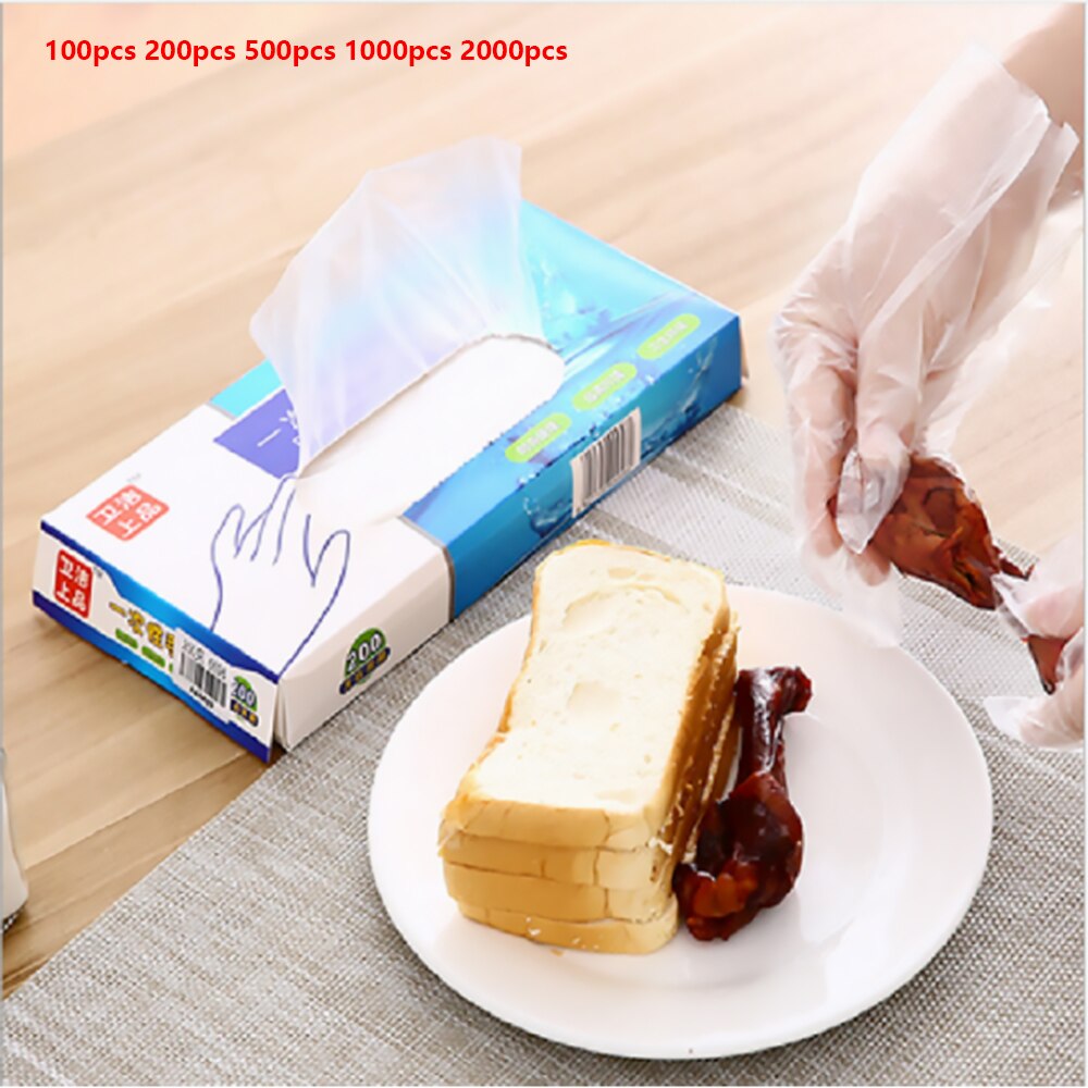 200Pcs Box Disposable Vinyl Glove Multifunction Transparent Thin Waterproof For Housework Clean Kitchen Baking Gloves