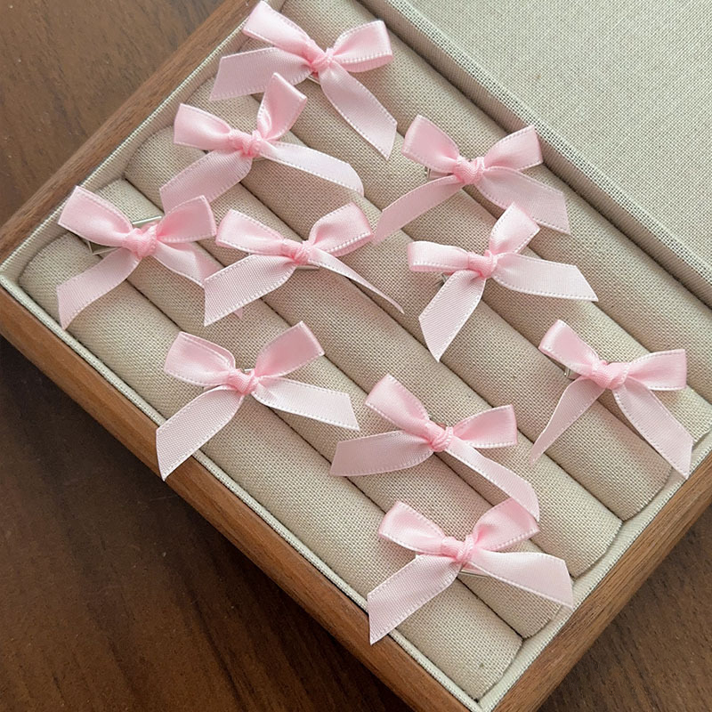 10 Uds Mini pinzas para el cabello con lazo 4cm estilo Ballet dulce cinta lazo horquilla accesorios para el cabello para niñas pasadores rosas, blancos y rojos: Rosa