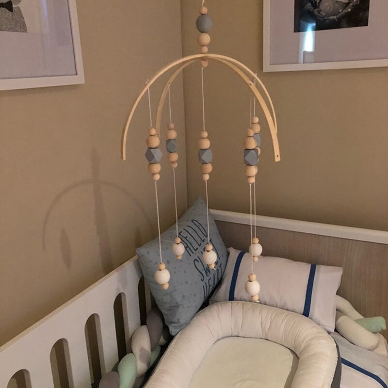 Baby Rammelaar Mobiele Speelgoed Houten Kralen Crib Speelgoed Bed Opknoping Pasgeboren Windgong Bel Nordic Kinderkamer Decoratie Fotografie Rekwisieten