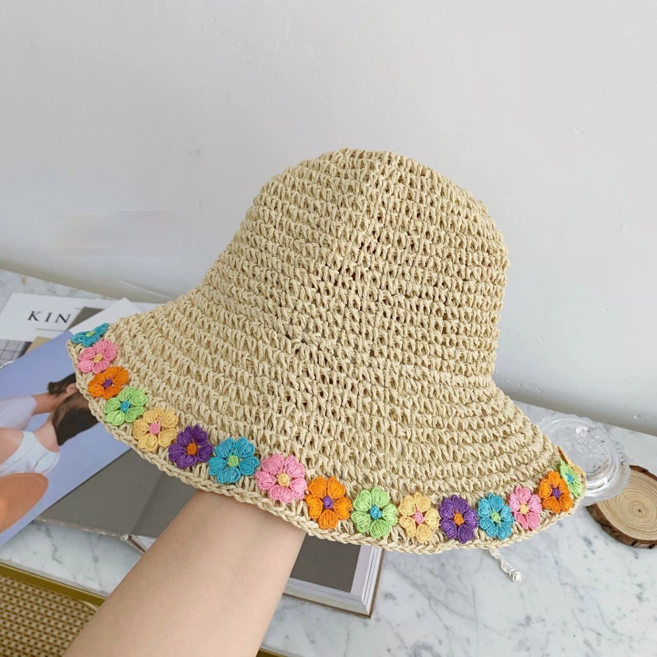 Cappelli estivi da donna cappelli da donna in paglia cappello da sole con fiori cappello estivo da donna cappello a tesa larga cappello da donna cappelli di paglia spiaggia Panama