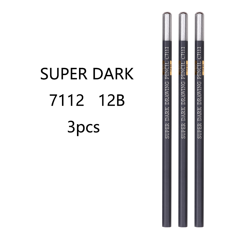 6/3 pcs Drawing Charcoal Pencil Painting 2H-8B 10B 12B Lead Level Honed 14B for Beginners Soft Neutral Hard: 3 pcs 7112-12B