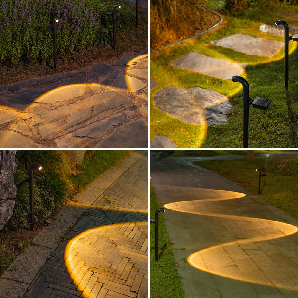 Solar Garden Pathway Lights Outdoor Waterproof Stake Lights for Lawn Driveway Walkway Decoration Bend Solar Lighting