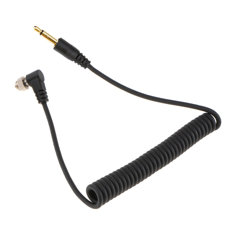Fjeder pc sync kabel 3.5mm til han blitz stik 30-100cm til fotografering studie lys kamera flash trigger tilbehør