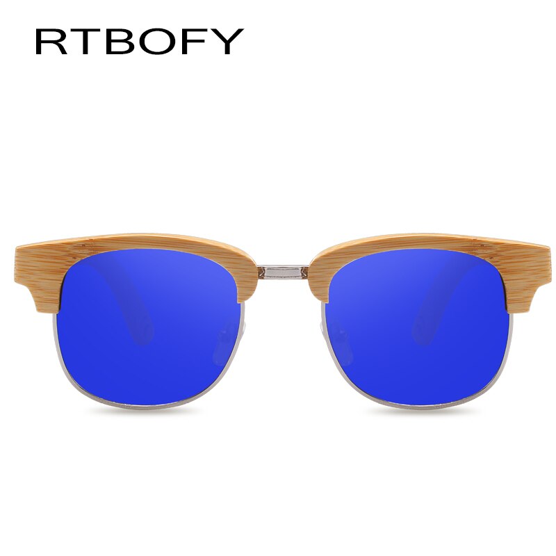 RTBOFY Hout Zonnebril Mannen Retro Trend Zonnebril Voor Mannen UV400 Vintage Gepolariseerde Zonnebril Eyewear Zonnebril