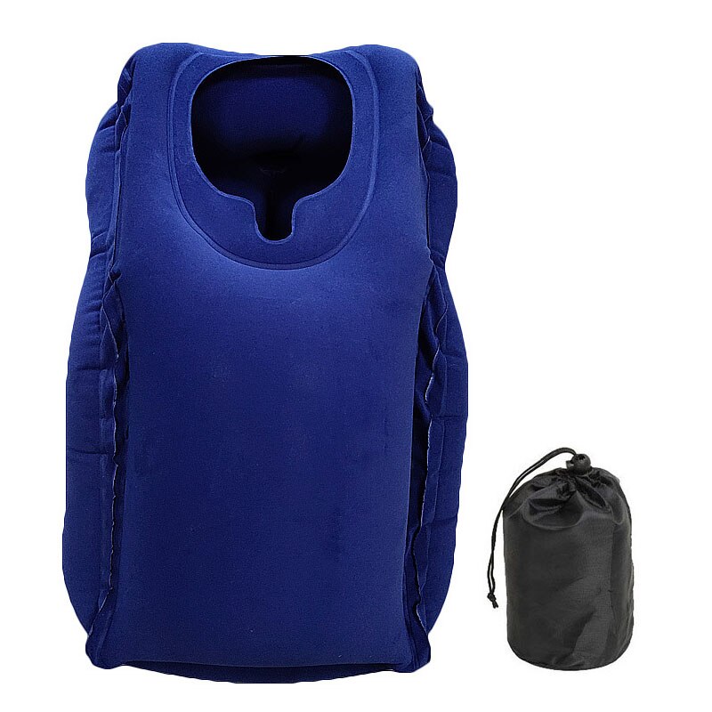 PVC Inflatable Travel Sleeping Bag Portable Cushion Neck Pillow for Men Women Outdoor Airplane Flight Train Office Sleeping Easy: Blue