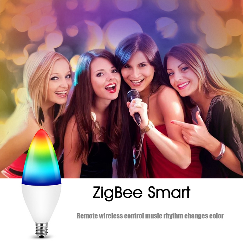 Voice Control Candle Light Warm White+Rgb Bulb Can Remotely Control The Candle Light Straight Soldering Tin Lamp Holder