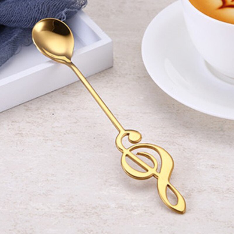 S Rvs Muzieknoot Koffie Roeren Lepel Suiker Ijs Mok Dessert Thee Lepel: Gold