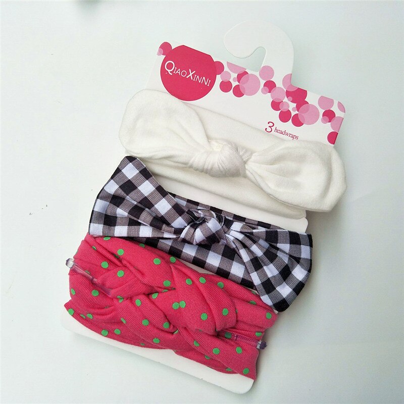 impostato 3 Accessori Capelli Bambina - fascia turbante Orecchie Coniglio Fiocco - Cotone Floreale Elastico: R17T