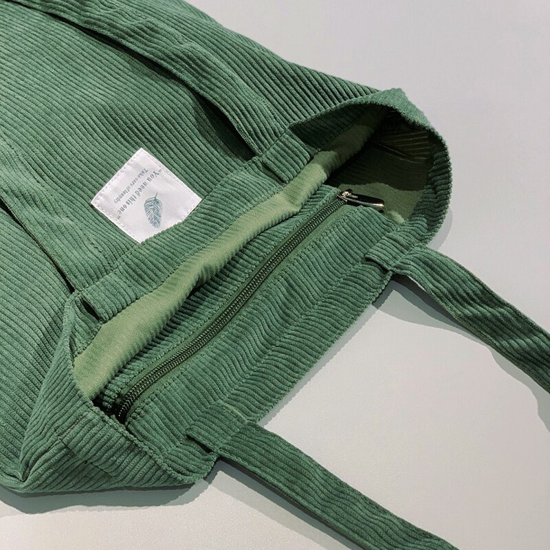 Corduroy Shopping Bag for Women 2022 Female Girls Casual Handbags Soft Reusable Fabric Affordable Shopper Shoulder Totes Bags