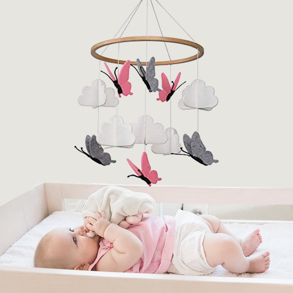 Mooie Eenvoudige Babybedje Kamer Decoratie Mobiele Vlinders In De Witte Wolken Baby Plafond Opknoping Nursery Decor: Default Title