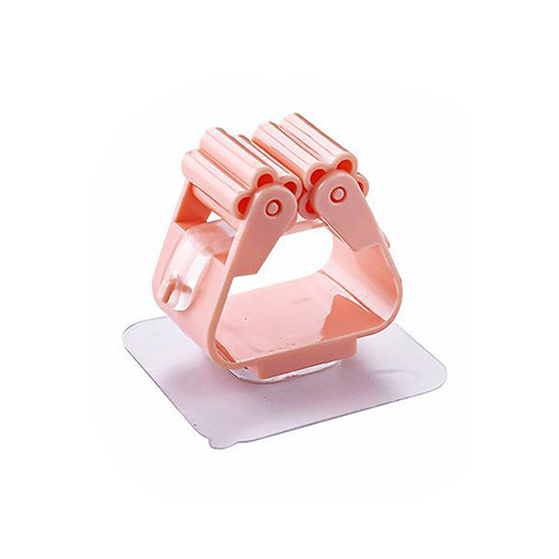 Soporte para almacenamiento organizador de fregona montado en la pared, estante con Clip, gancho para escoba, mopa sin costuras, gancho para escobas, herramientas de cocina, 1 unidad: Pink