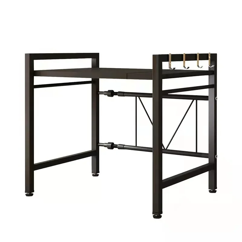 Estante de cocina retráctil grueso de acero al carbono, estante para microondas, estante para horno, olla arrocera, almacenamiento para el hogar de doble capa