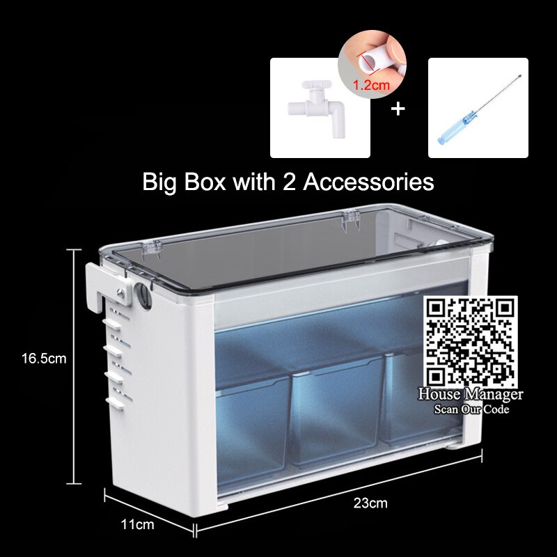 NEUE Aquarium Filter Kasten 3 Größe Montieren Leicht-installieren Hängen hoch Fisch Panzer Zubehör Biochemischen Material Oberen Filter Rinnsal Kasten: groß mit 2Teile