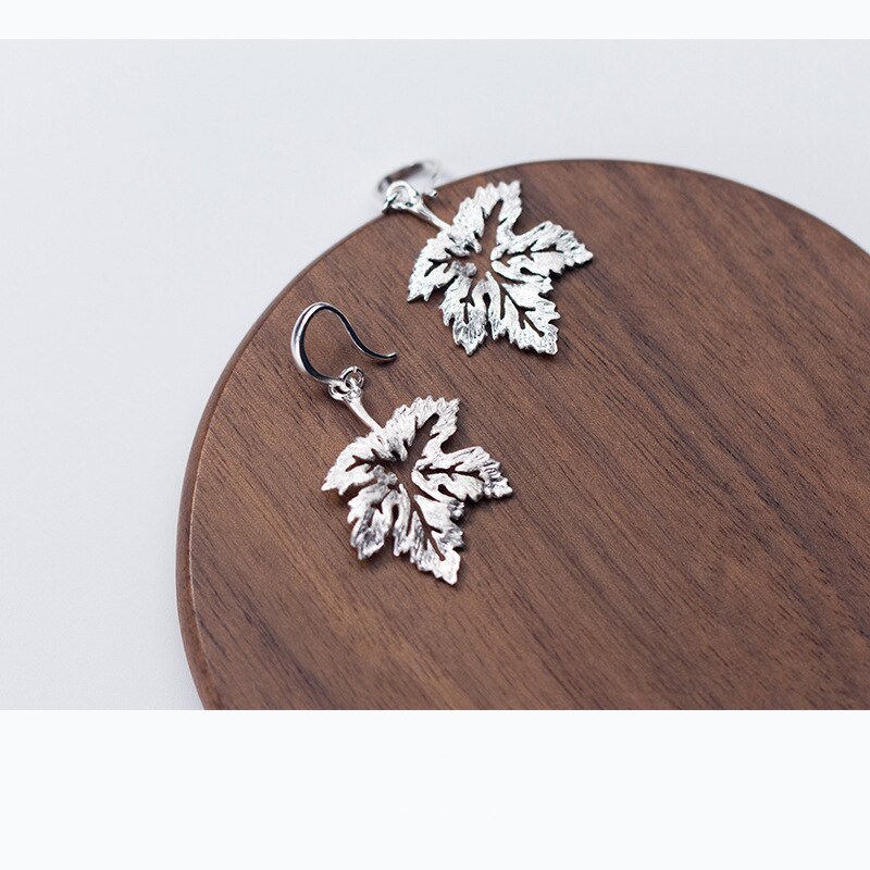 MloveAcc 100% Dell'argento Sterlina 925 di Autunno Albero di Acero Foglie Orecchini A Pendaglio Per Le donne di Lusso Gioielli In Argento di San Valentino Regalo di Giorno