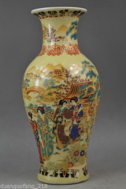 Exquisite Chinese Handwork Old Porcelain Painting with Dowager Landscape Vase