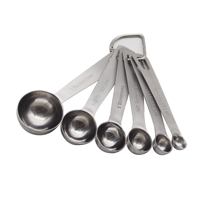 6-Piece Stainless Steel Measuring Spoon Set - Various Sizes For Baking & Cooking