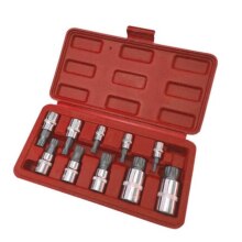 10pcs Screwdriver Allen Head Sleeve Wrench 12 Point Triple Square Socket Bit Set Tamper Proof With Case Tool Kit Case Automotive