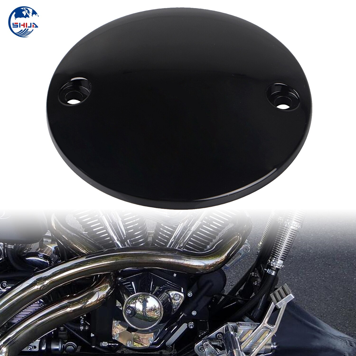 Ignition Timing Cover 2 Hole Points Cover For Harley Sportster Dyna Softail FL FXST Road King Electra Glide Classic Black
