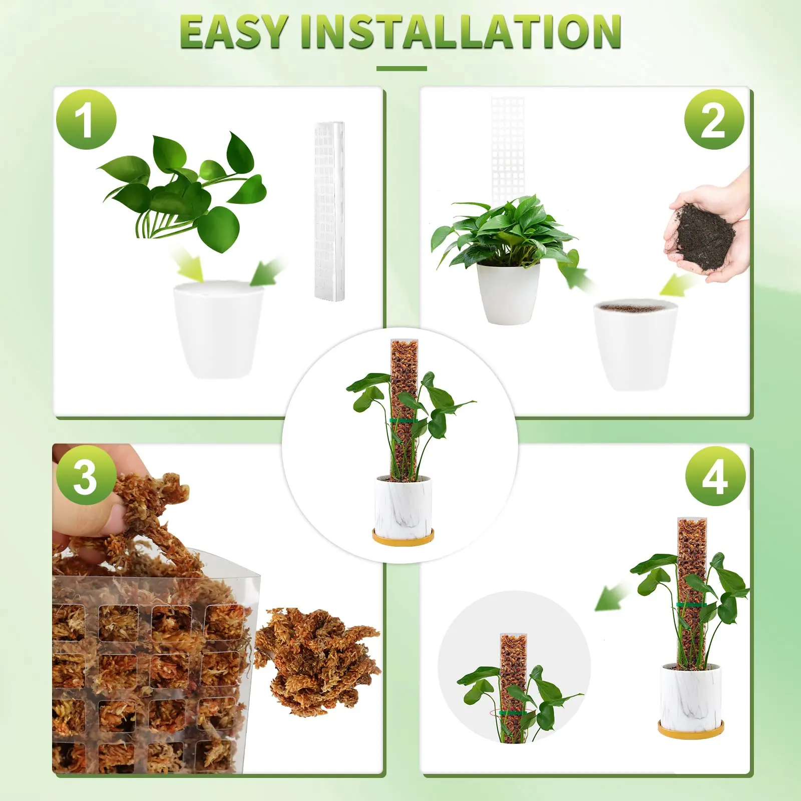Plastic Transparent Reusable Indoor Moss Poles Plants Plant Support Potted Sticks Train Creeper Plant to Grow Upward For Garden