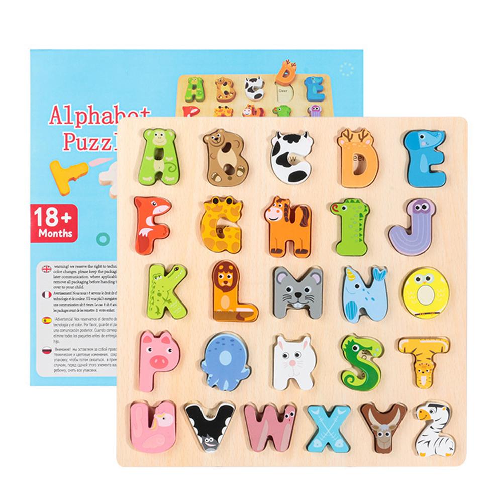 Bambini in legno 26 lettere Puzzle animale bambini educativi precoci gioco per bambini giocattolo regali giocattolo per bambini