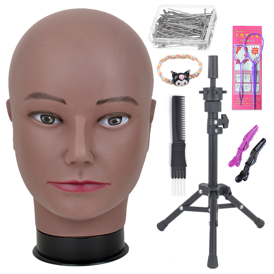 Mannequin Head With T-pin Wig Cap Tripod For Women Making Wig Hat Glasses Mask Display Cosmetology Manikin Head Makeup Practice: Ivory