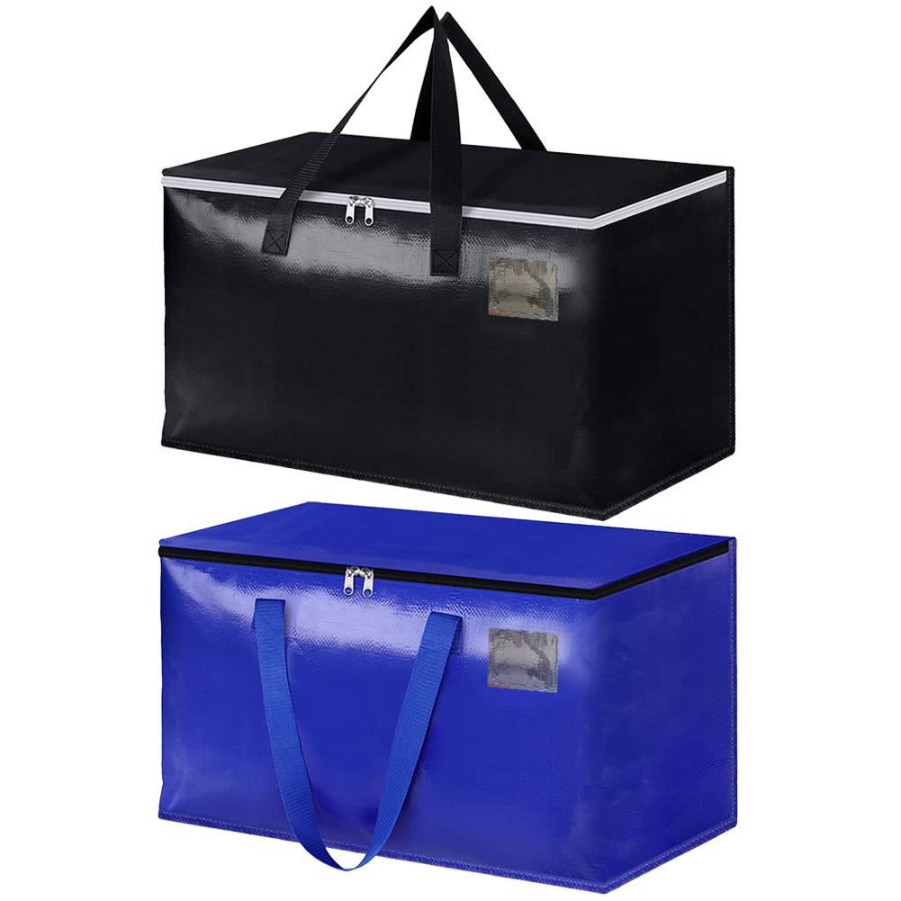 Cajas móviles con cremalleras y asas, bolsas de almacenamiento de alta resistencia, bolsas de embalaje, ahorro de espacio para embalaje y almacenamiento en movimiento, 90L