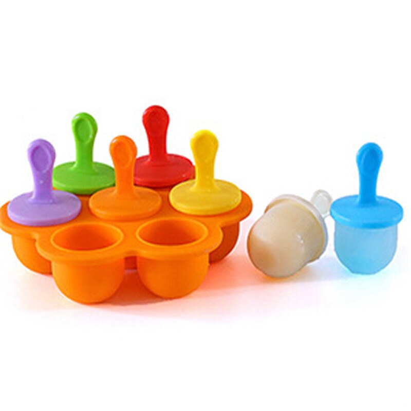 Ice pop maker silikon popsicle form set med bricka och droppskydd - assorterad förpackning  of 7: Orange
