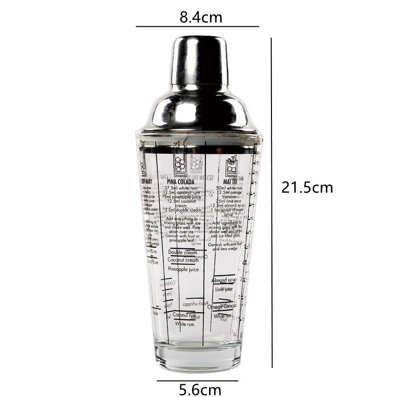 Glass Cocktail Shaker Set Mixer Wine Martini Boston Shaker for Bartender Drink Party Bar Accessories Home Bars Spoon Tools Kit