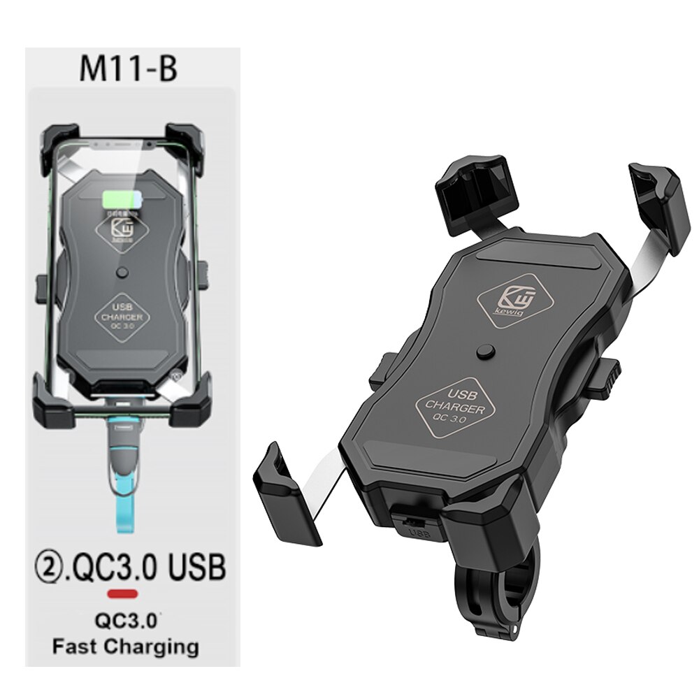 12v motorcykel usb-oplader vandtæt 15w qi trådløs opladerholder holder til iphone mobiltelefon tablet gps cykelmoto: Usb-opladning