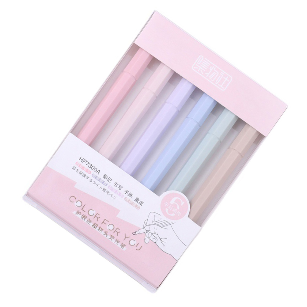 6Pcs Students Scrapbook Pens Words Underlining Pen Colorful Notes Highlighter