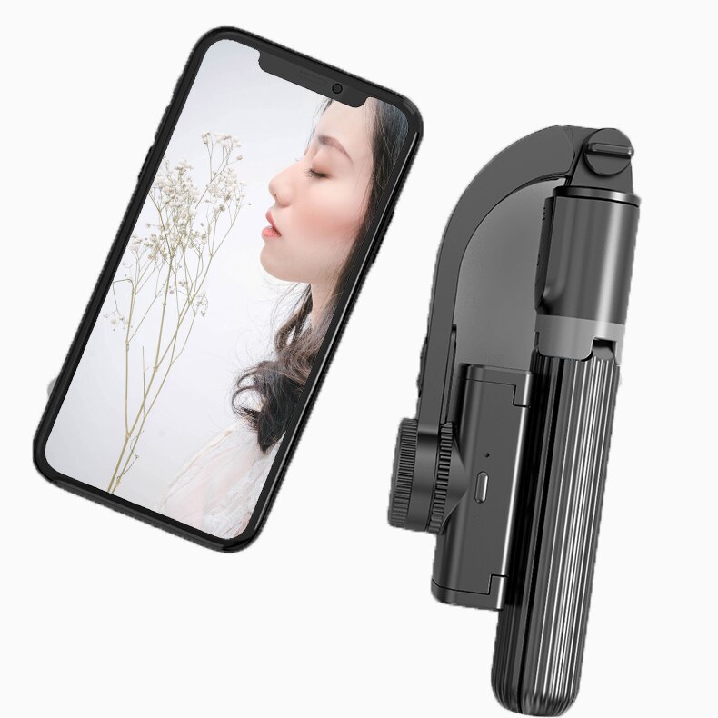 CYKE L08 Anti-shake Stabilizer Extendable Bluetooth Selfie Stick Mobile Phone Stand Lightweight Single-axis for phone gimbal: L08 BLACK