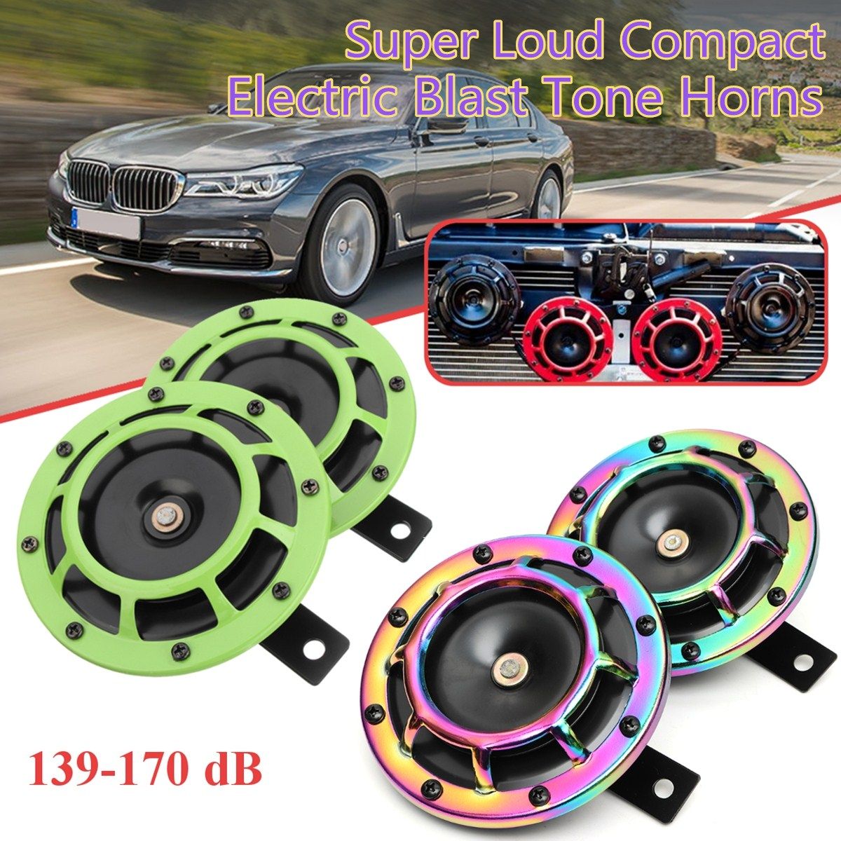 Universal Motorcycle Car Siren Dual Tone Electric Pump Loud Air Horn 12V 139db Off-road Super Loud Compact Electric Blast Tone