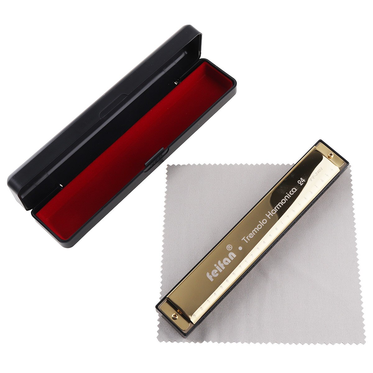 Feifan Goud 8K Titanium 24 Gaten Harmonica Tremolo Tone Keyc Harp Mondharmonica Muziekinstrumenten Voor Beginners