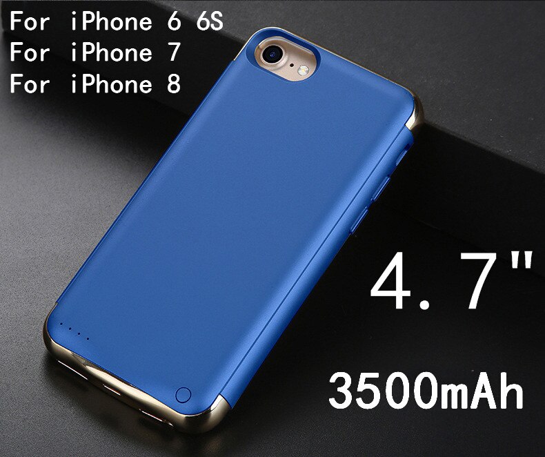 Voor Iphone 6 6S Ultra Dunne Batterij Oplader Voor Iphone 7 8 Slanke Matte Plating Schokbestendig Power Bank case Opladen Back Cover: I7-Blue