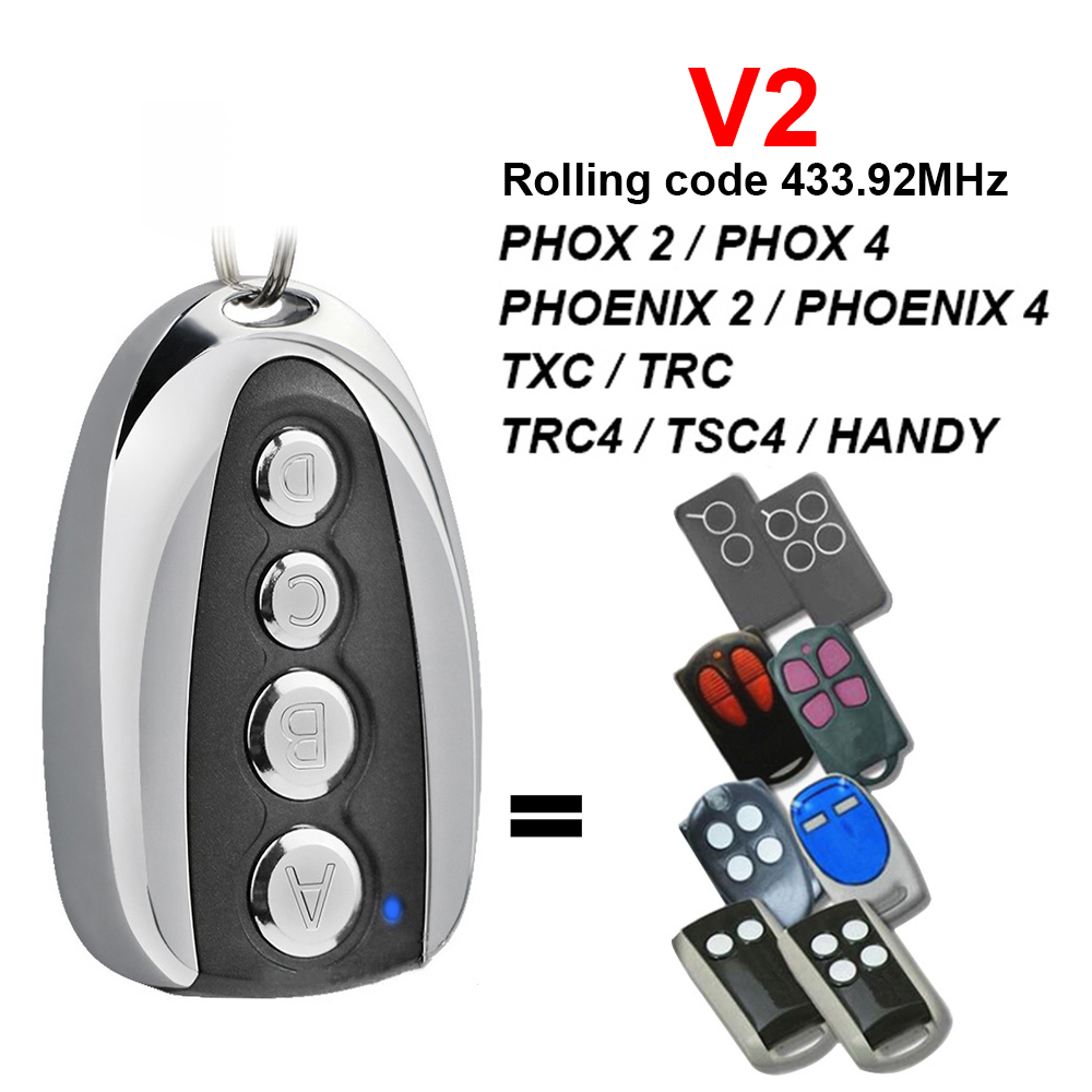 V2 433 MHz Garagentor-Fernbedienung PHOX2 PHOX4 PHOENIX2 PHOENIX4 TRC4 TSC4 TXC TRC HANDY Türöffner-Klon