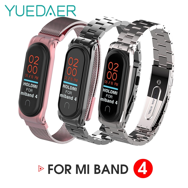 YUEDAER mi Band 4 correa de Metal para Xiaomi mi Band 4 correa de acero inoxidable mi Band 4 correas de muñeca mi lanese Loop mi Band4