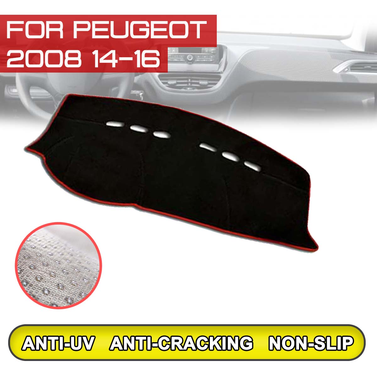 Voor Peugeot Auto Dashboard Mat Anti-Vuile Antislip Dash Cover Mat Uv Bescherming schaduw