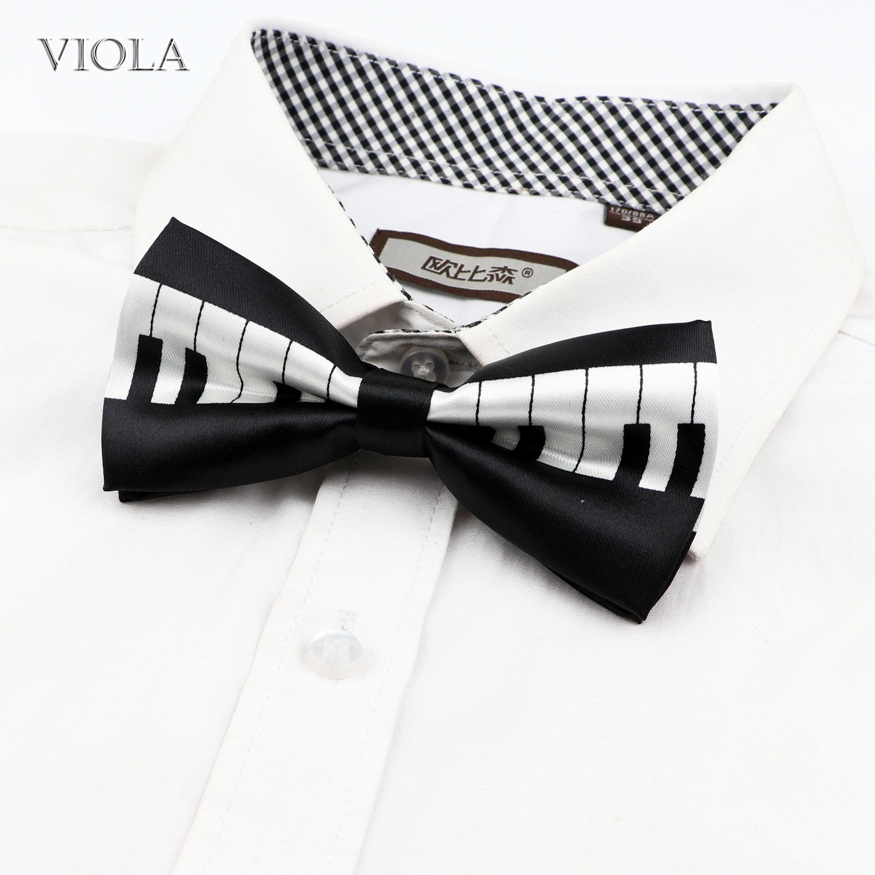 Pajarita lisa de poliéster con estampado de Piano para hombre y mujer, esmoquin para actuaciones y fiestas, corbata de lazo, accesorio para