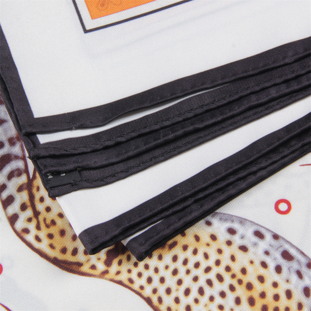 POBING-bufanda de sarga de seda enrollada a mano para mujer, bufandas cuadradas con doble estampado de leopardo, Echarpes Foulards, Hijab femenino de 90CM
