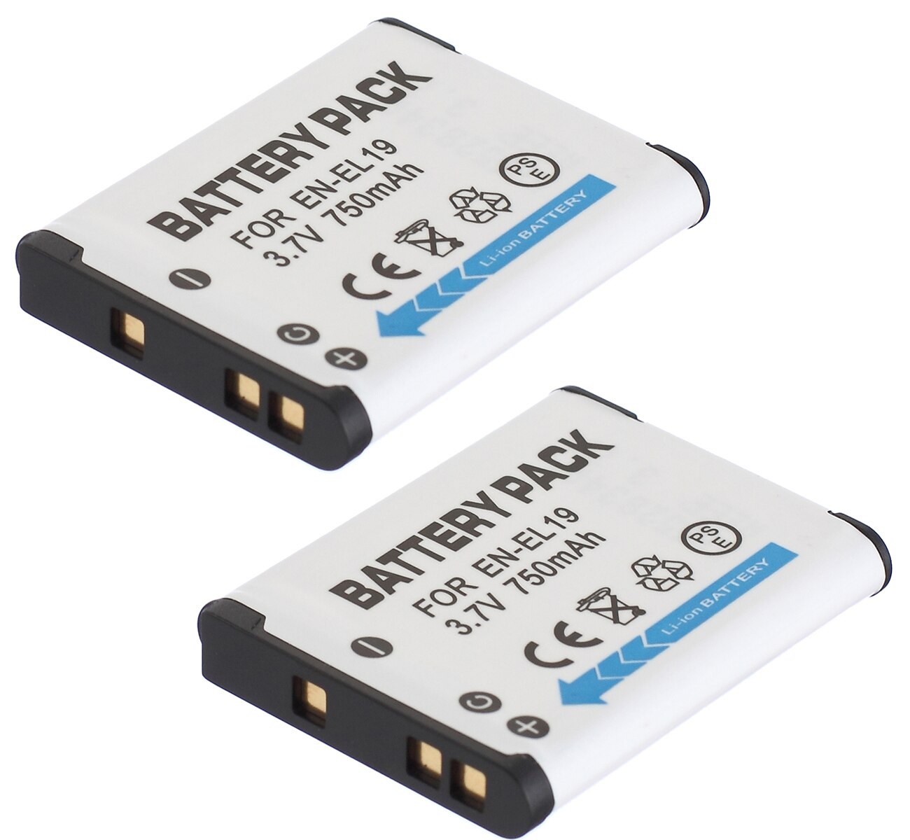 Batterie pour Nikon EN-EL19, EN-EL 19, ENEL19, ENEL 19 Batteries Lithium-ion rechargeables: 2 PCS Battery
